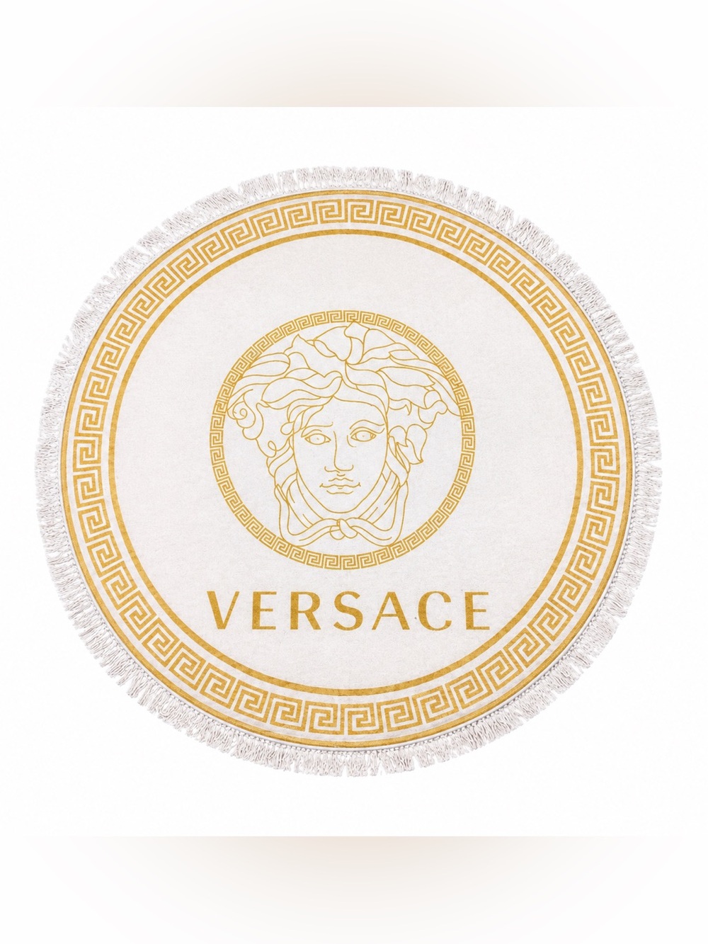 Versace Circular Medusa Rug in Gold and Cream
